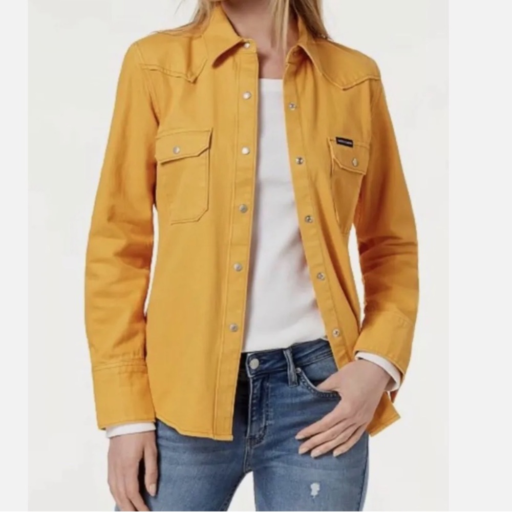 NWT Calvin Klein yellow denim shirt/jacket